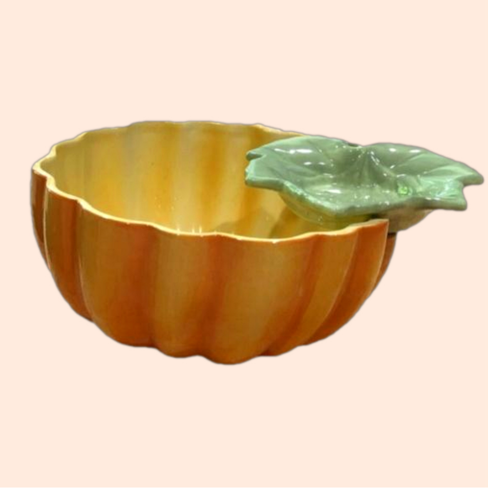 Vintage 1990s Hallmark Fall Pumpkin Chips & Dip Large Serving Bowl